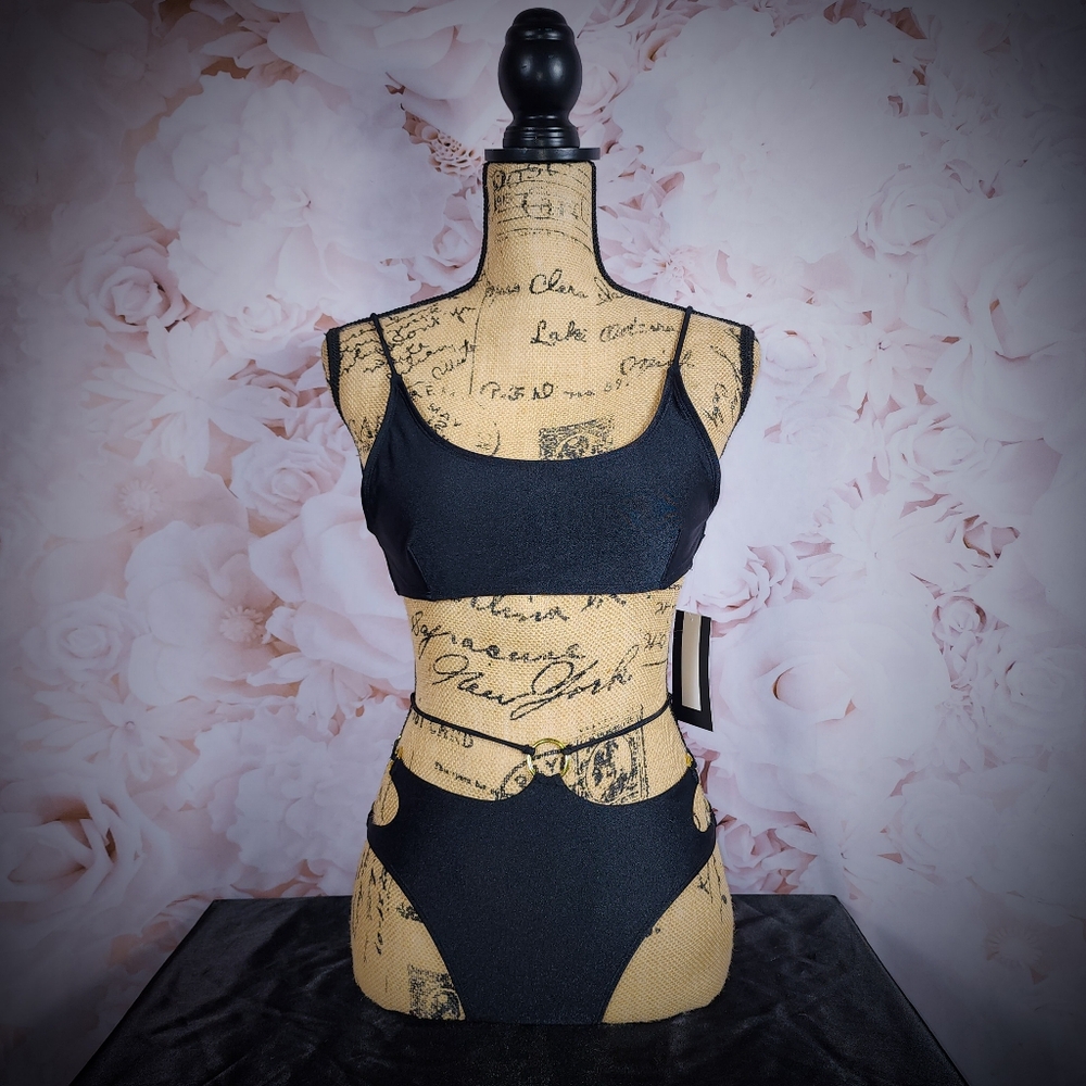 Sexy Black Strappy High Waist Cheeky Forplay Bikini